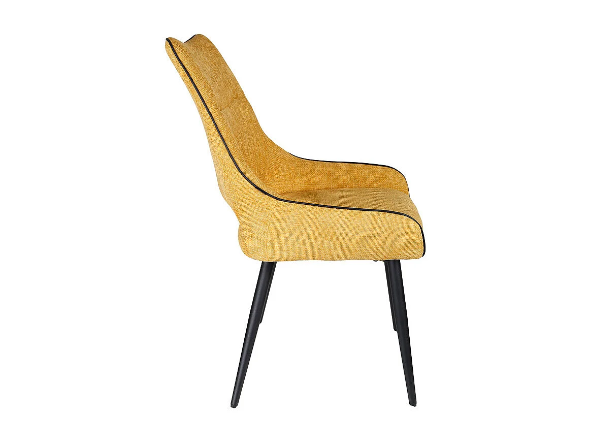 Lot de 2 chaises en tissu jaune et pieds en métal noir - ANAÏS 2