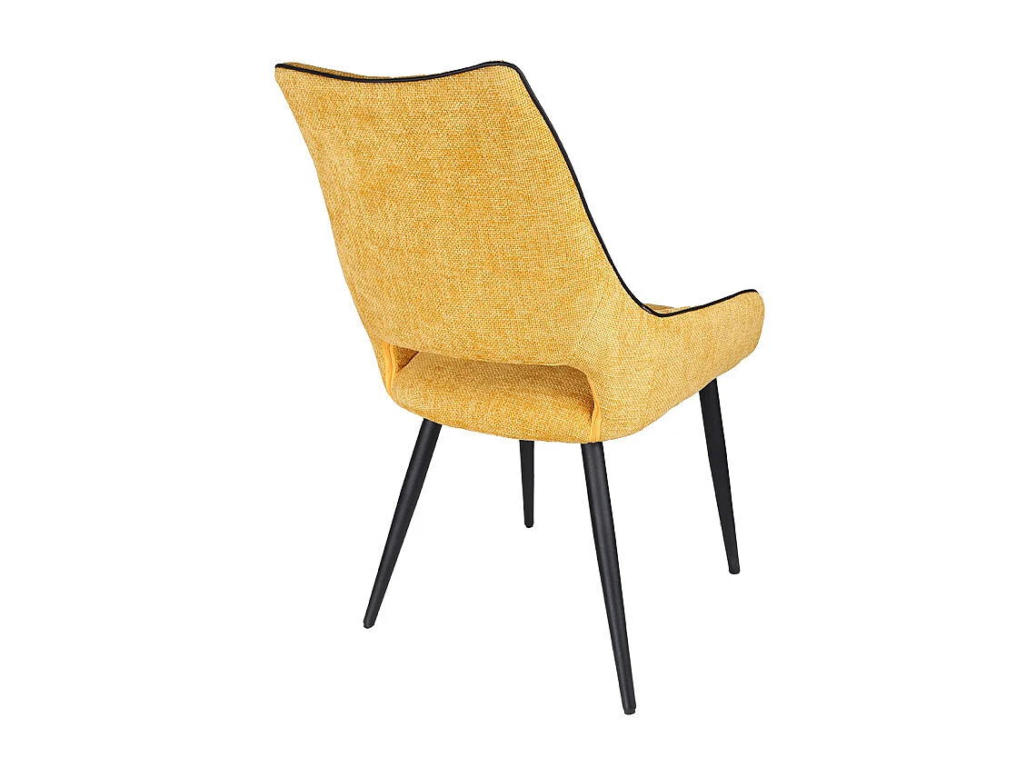 Lot de 2 chaises en tissu jaune et pieds en métal noir - ANAÏS 2