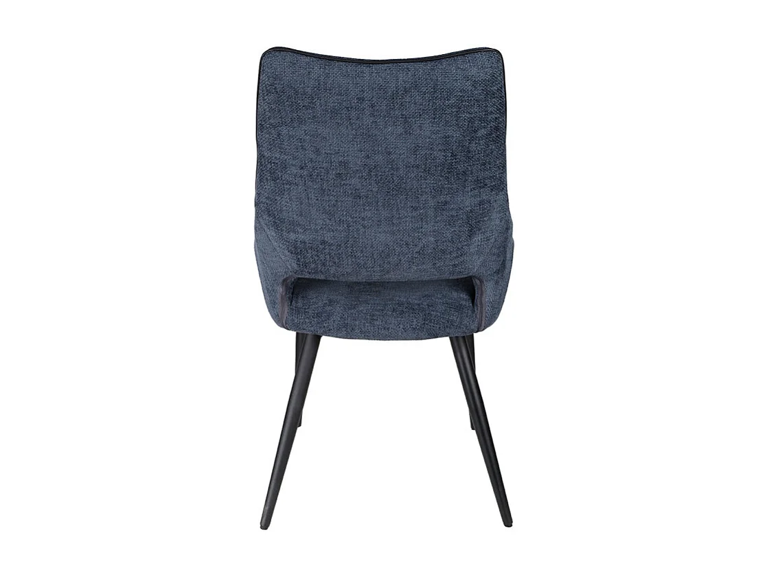 Lot de 2 chaises en tissu bleu avec pieds en métal noir - ANAÏS 2