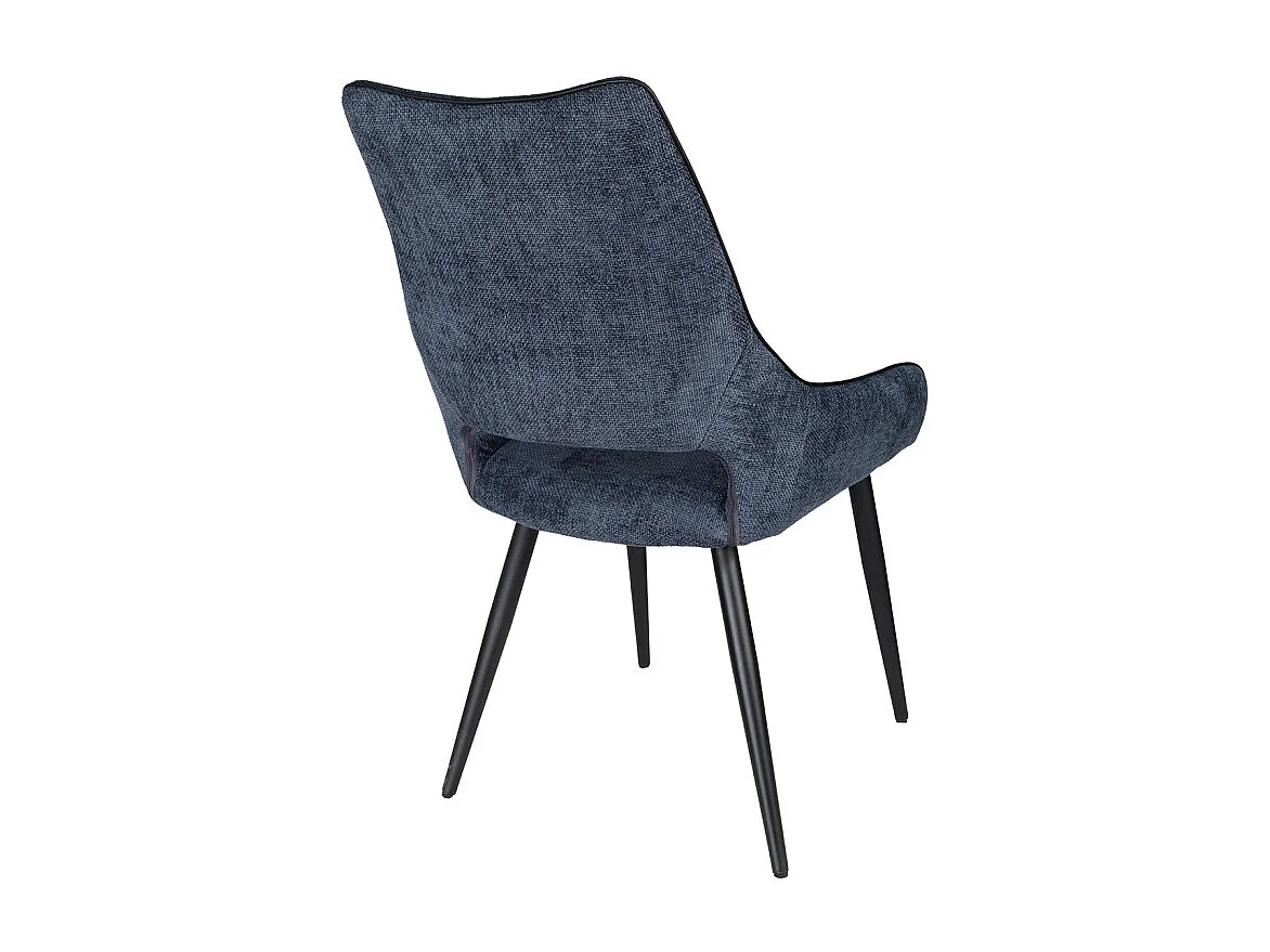 Lot de 2 chaises en tissu bleu avec pieds en métal noir - ANAÏS 2