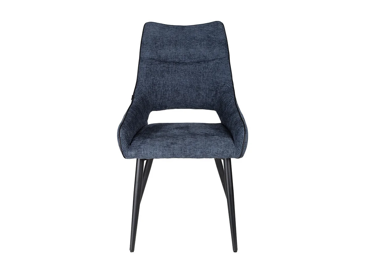 Lot de 2 chaises en tissu bleu avec pieds en métal noir - ANAÏS 2