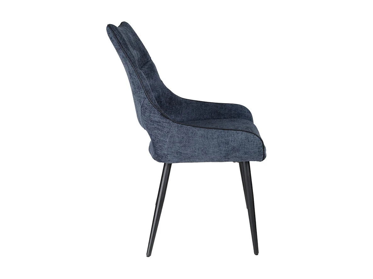 Lot de 2 chaises en tissu bleu avec pieds en métal noir - ANAÏS 2