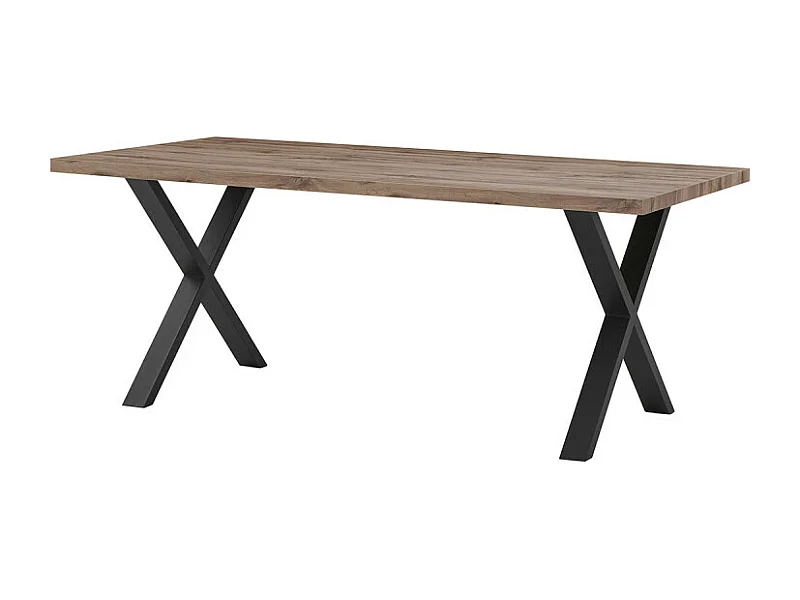 Table à manger 190 x 95 cm pieds en X métal Elégance