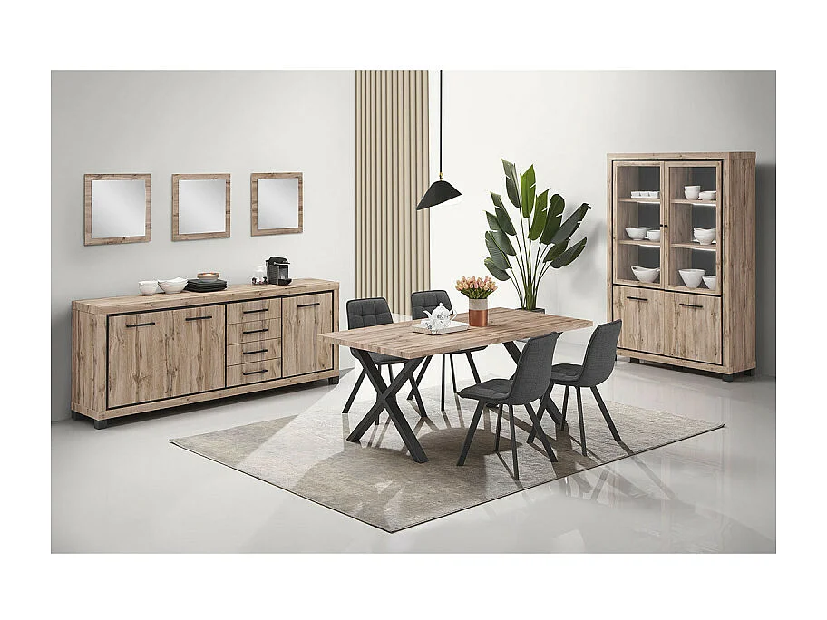 Table à manger 190 x 95 cm pieds en X métal Elégance