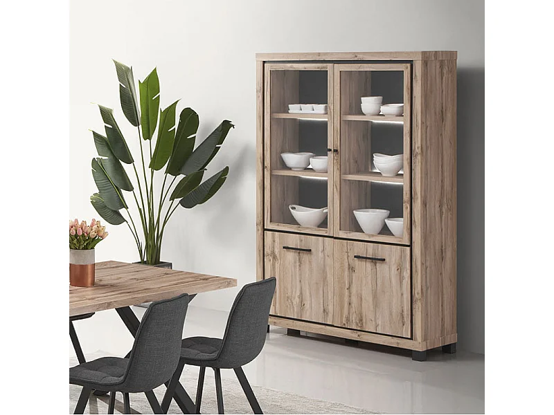 Vitrine avec éclairage 2+2 portes Elégance