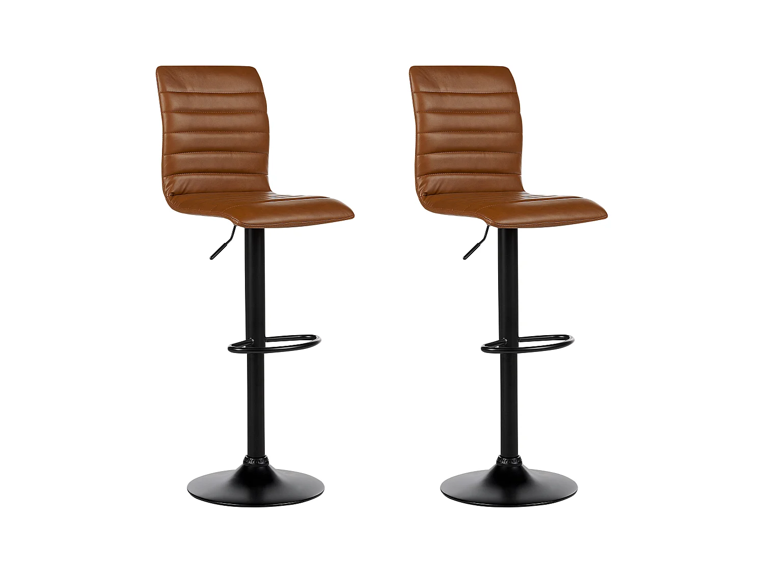 Barhocker 2er Set Kunstleder braun Metallgestell Fußstütze schwarz Lucerne II