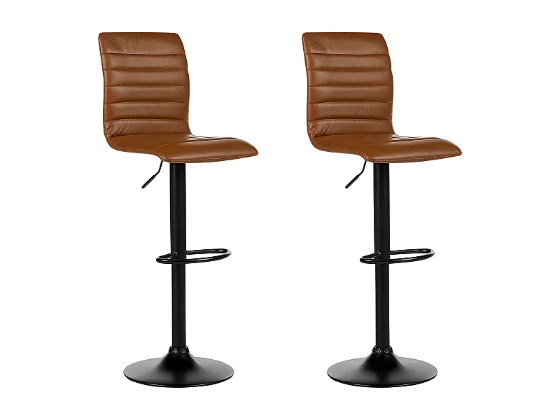 Conjunto de 2 bancos de bar LUCERNE Pele sintética Castanho dourado