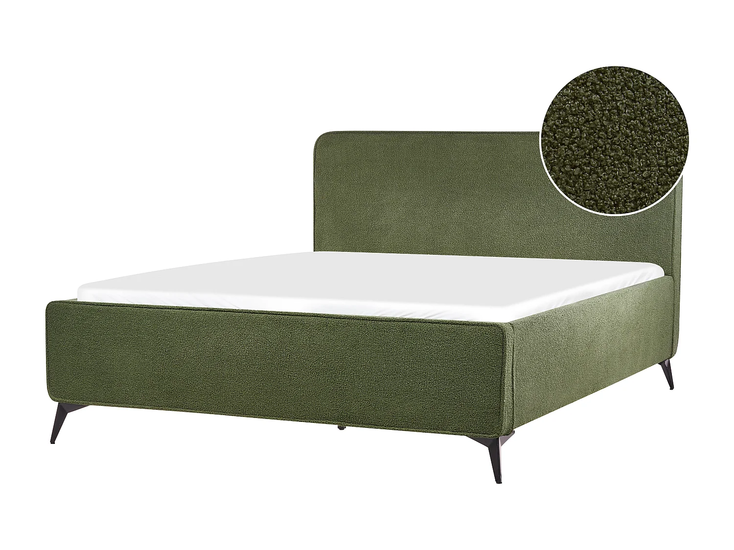 Lit avec sommier Bouclé VALOGNES 160 x 200 cm Vert foncé