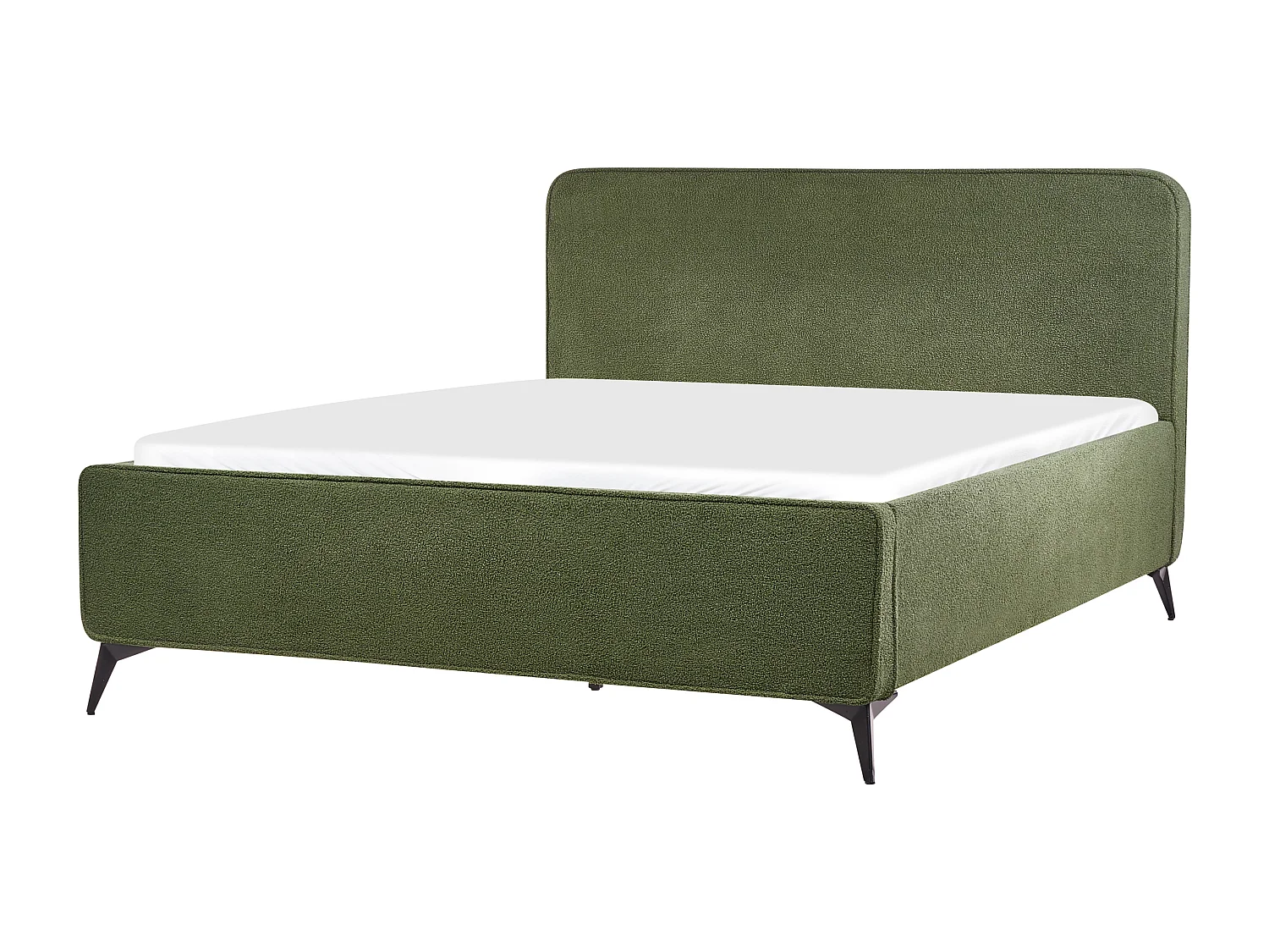 Lit avec sommier Bouclé VALOGNES 160 x 200 cm Vert foncé