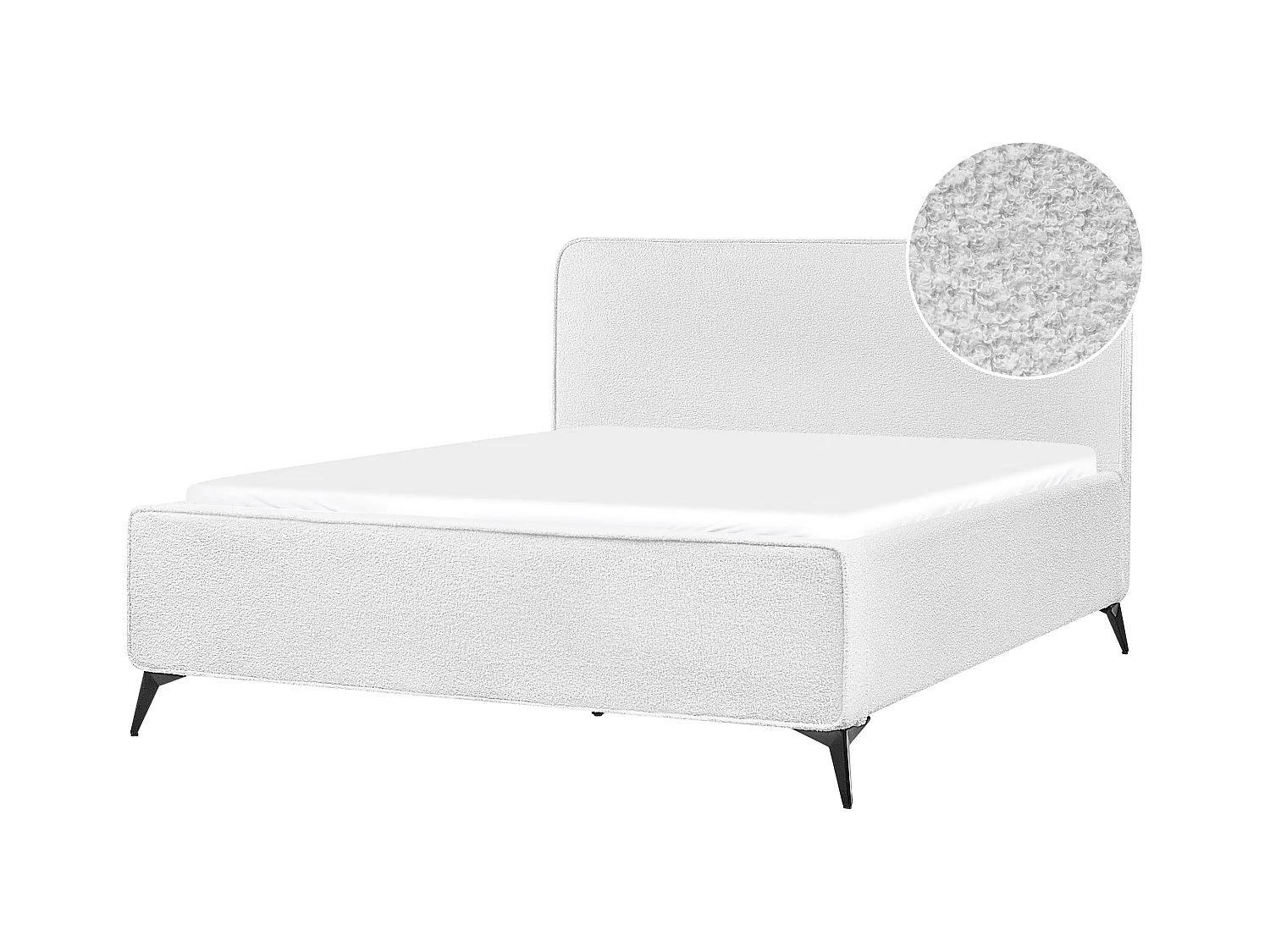 Bett mit Lattenrost Bouclé VALOGNES 160 x 200 cm Cremeweiss