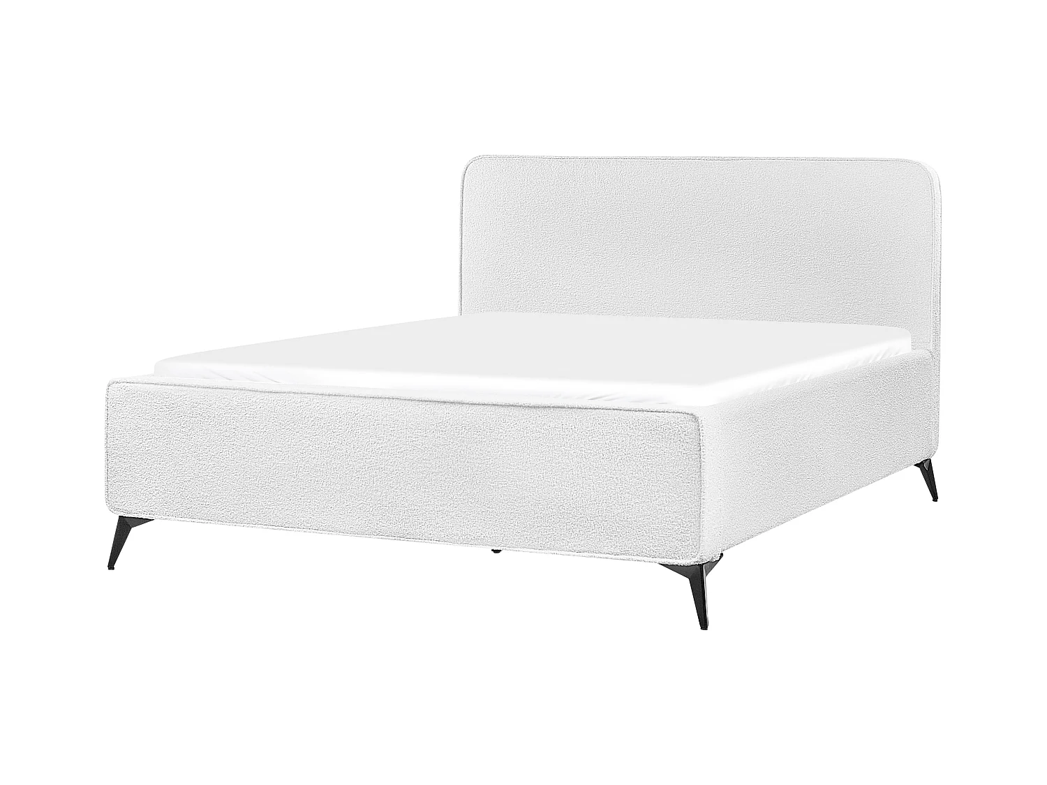 Bett mit Lattenrost Bouclé VALOGNES 160 x 200 cm Cremeweiss