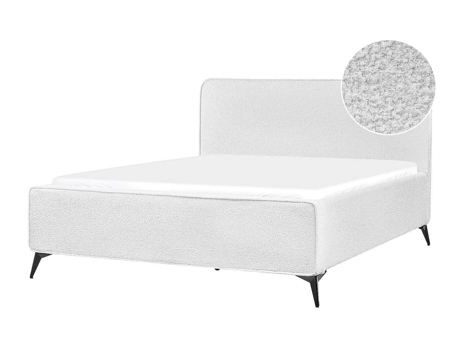 Letto matrimoniale bouclé bianco sporco 160 x 200 cm VALOGNES