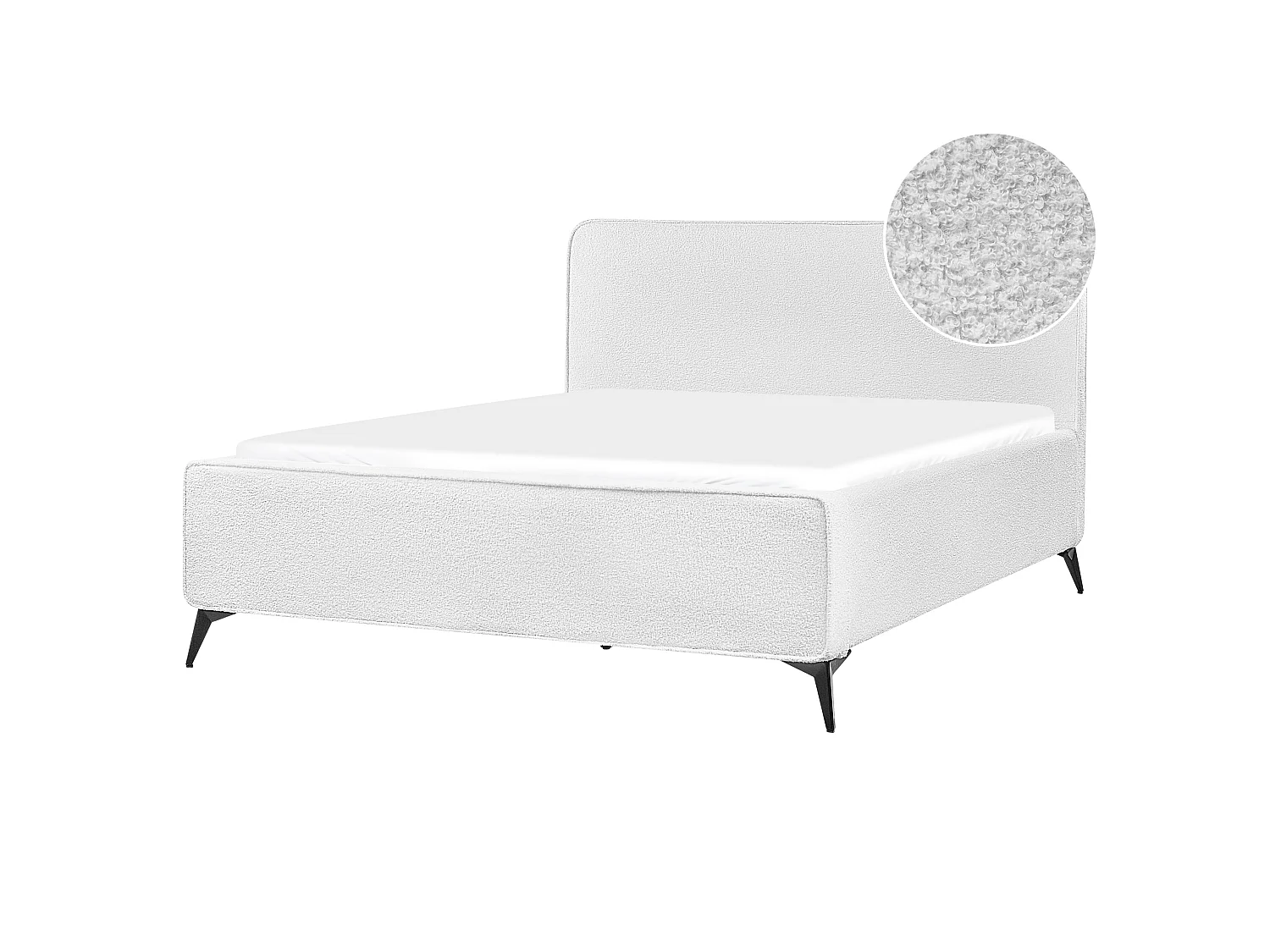 Bed Boucle VALOGNES 160 x 200 cm (EU King Size) Off-White