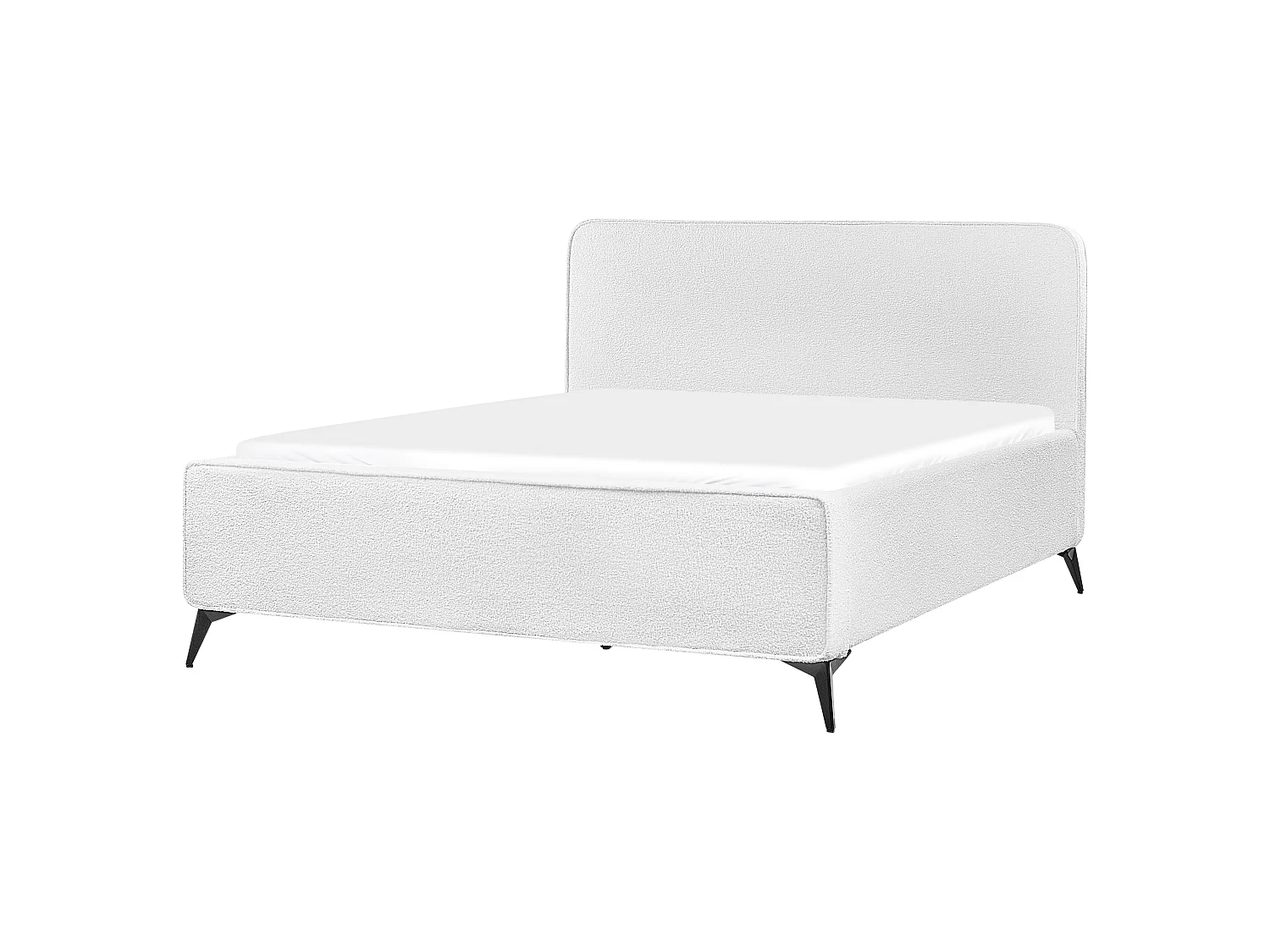 Bed Boucle VALOGNES 160 x 200 cm (EU King Size) Off-White