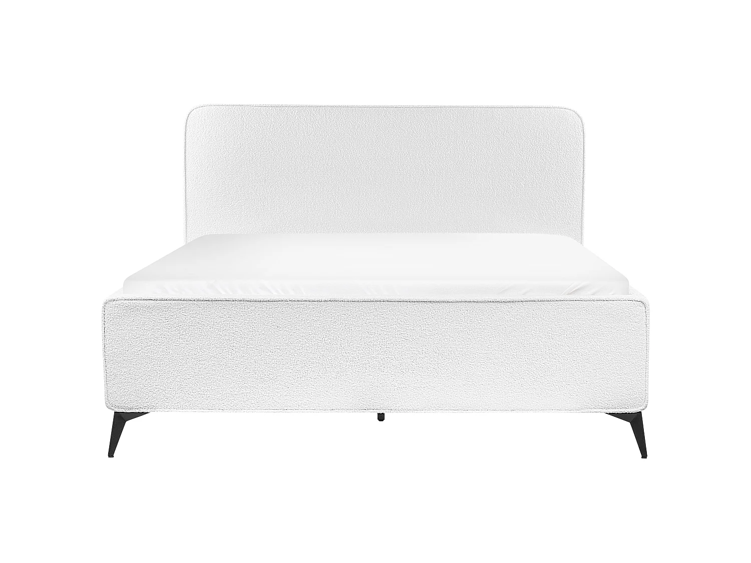 Bed Boucle VALOGNES 160 x 200 cm (EU King Size) Off-White