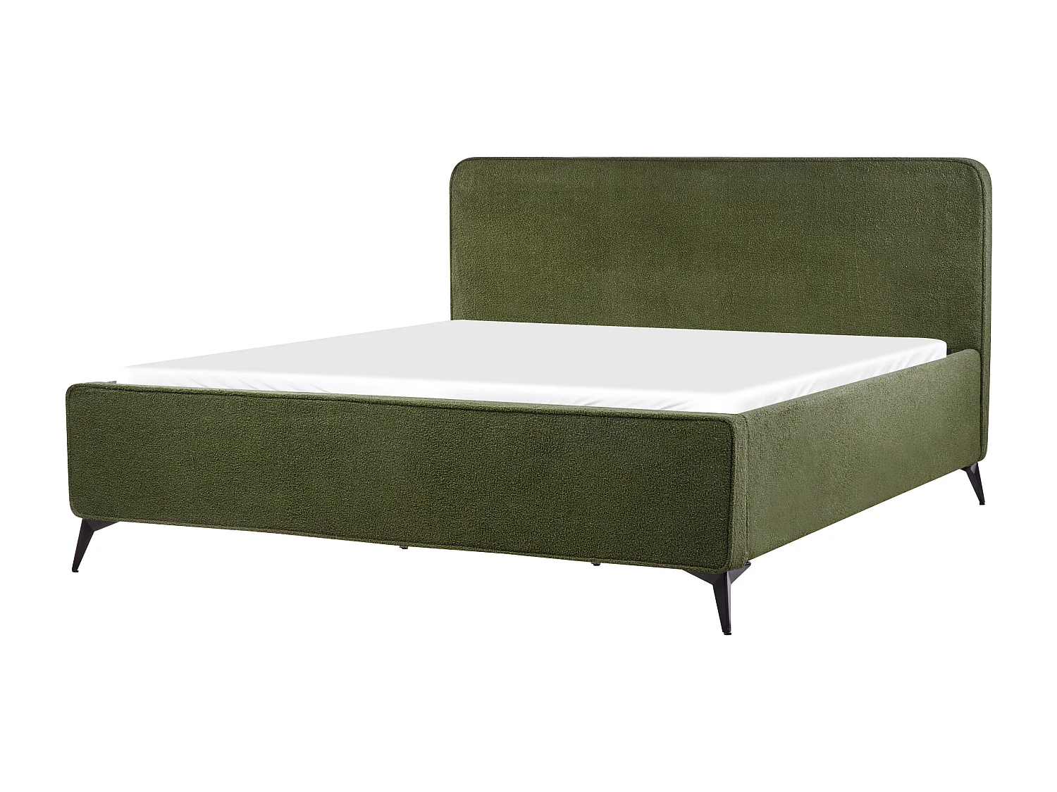 Lit avec sommier Bouclé VALOGNES 180 x 200 cm Vert foncé