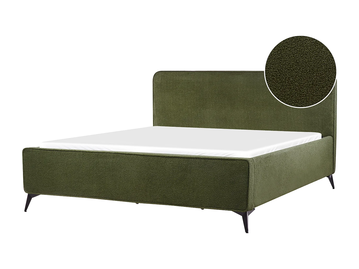 Lit avec sommier Bouclé VALOGNES 180 x 200 cm Vert foncé