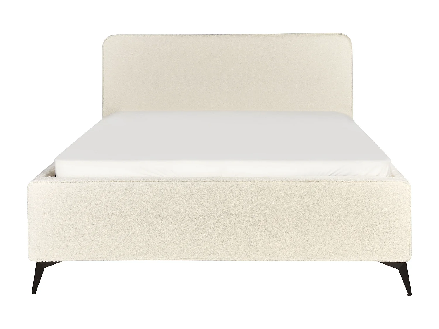 Lit avec sommier Bouclé VALOGNES 160 x 200 cm Blanc cassé