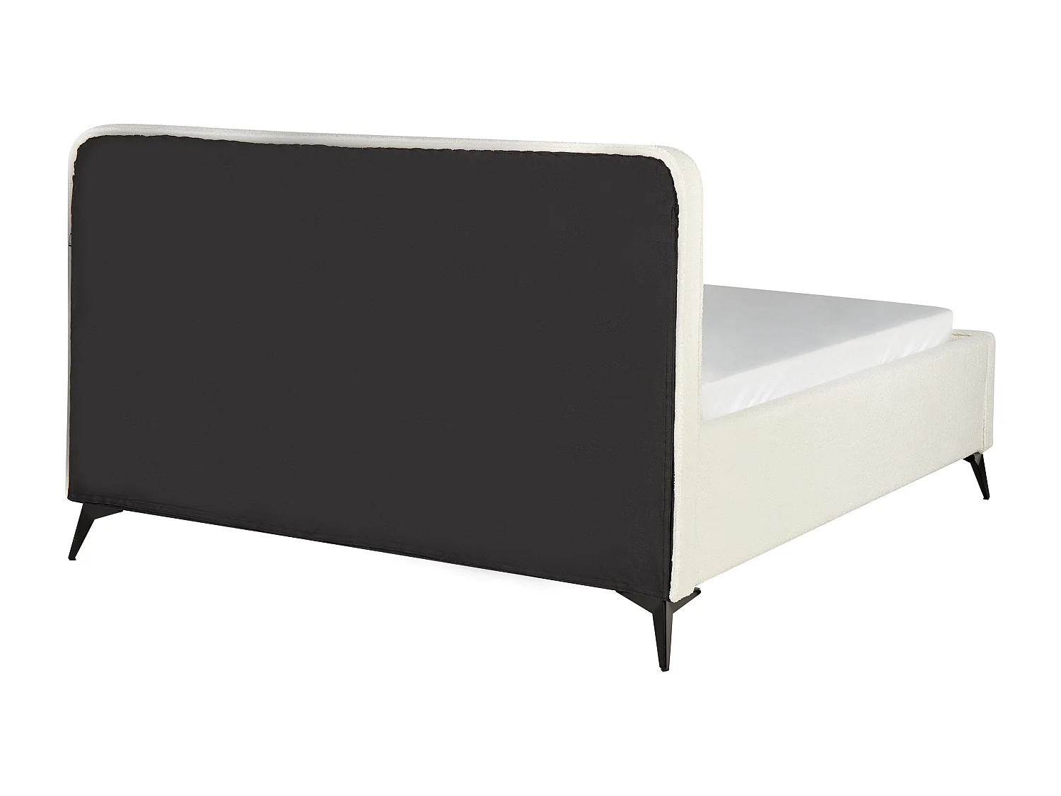 Lit avec sommier Bouclé VALOGNES 160 x 200 cm Blanc cassé