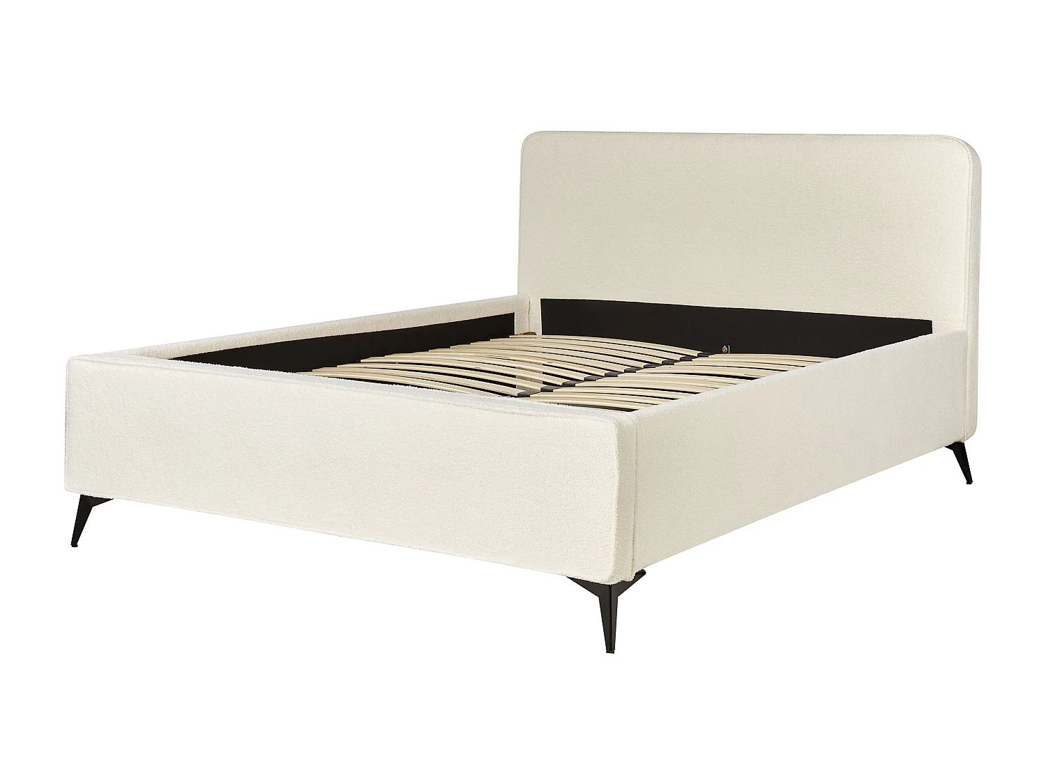 Bett mit Lattenrost Bouclé VALOGNES 160 x 200 cm Hellbeige