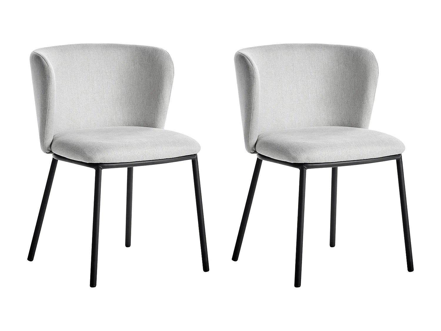 Lot de 2 chaises de salle à manger MINA Tissu Gris clair