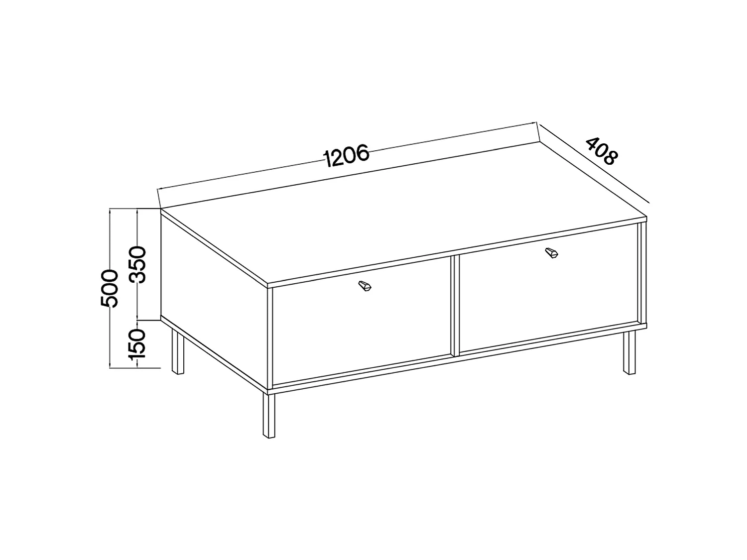 Meuble TV 2 portes avec pieds dorés - 121 cm - beige - OKTIO