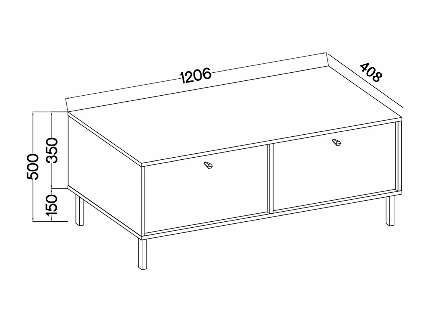 TV-Möbel 2-türig - Schwarz-Graphit - 121 cm - OKTIO