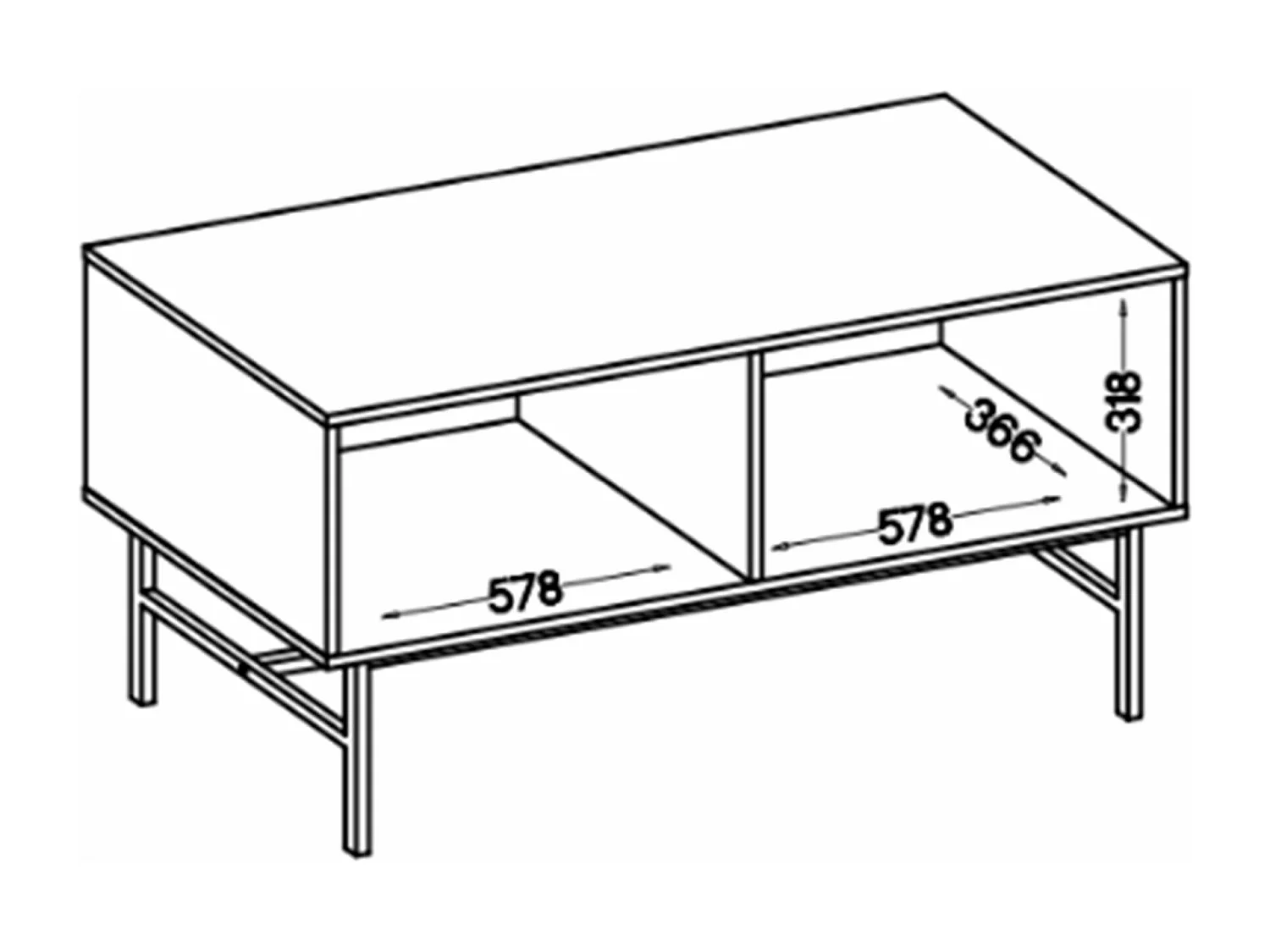 TV-Möbel 2-türig - Schwarz-Graphit - 121 cm - OKTIO