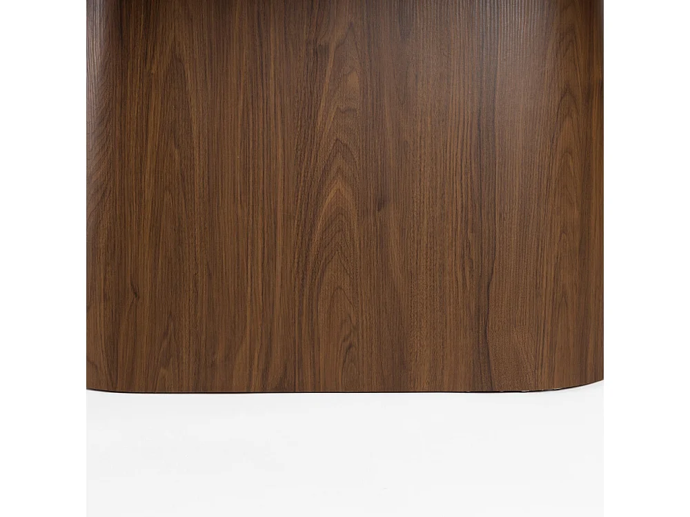 Almira - Table à manger 8 personnes ovale en pierre et bois - Bois foncé