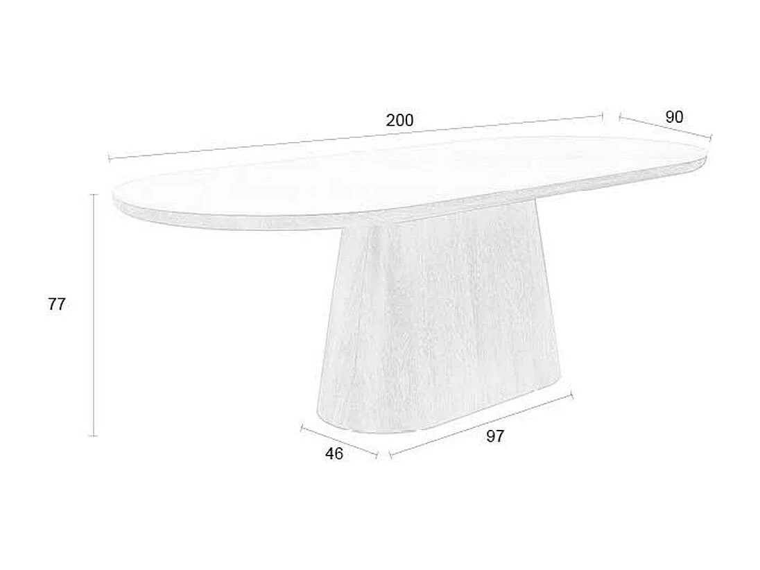 Almira - Table à manger 8 personnes ovale en pierre et bois - Bois clair