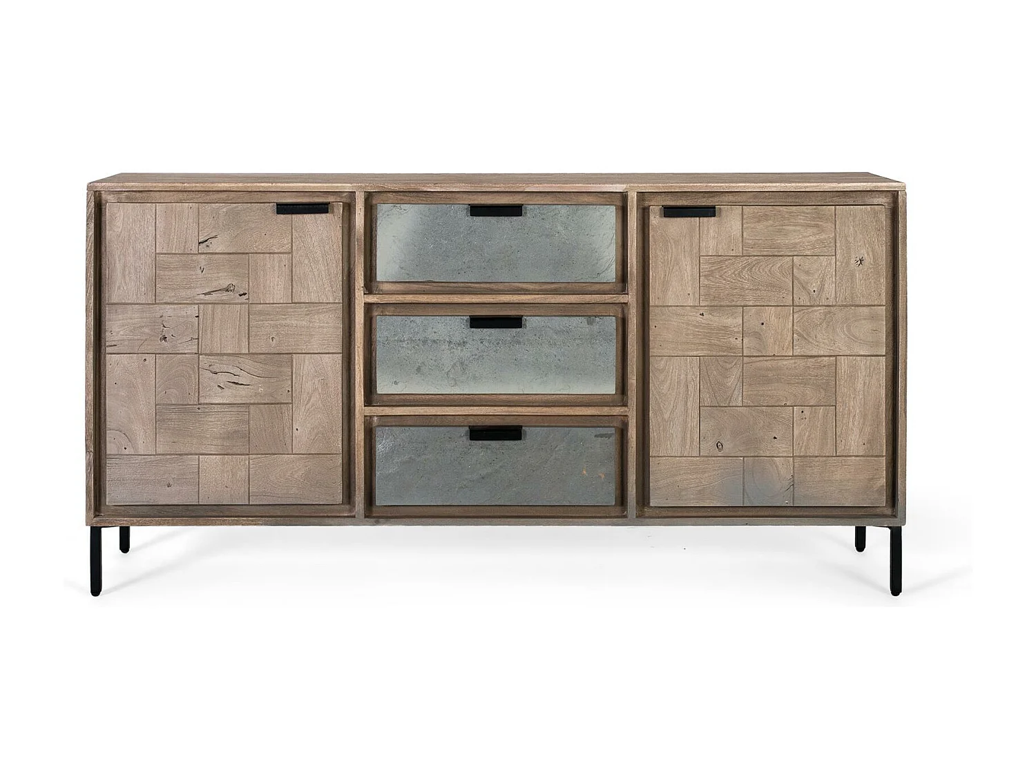 Buffet fait à la main en bois d'acacia et métal 160cm