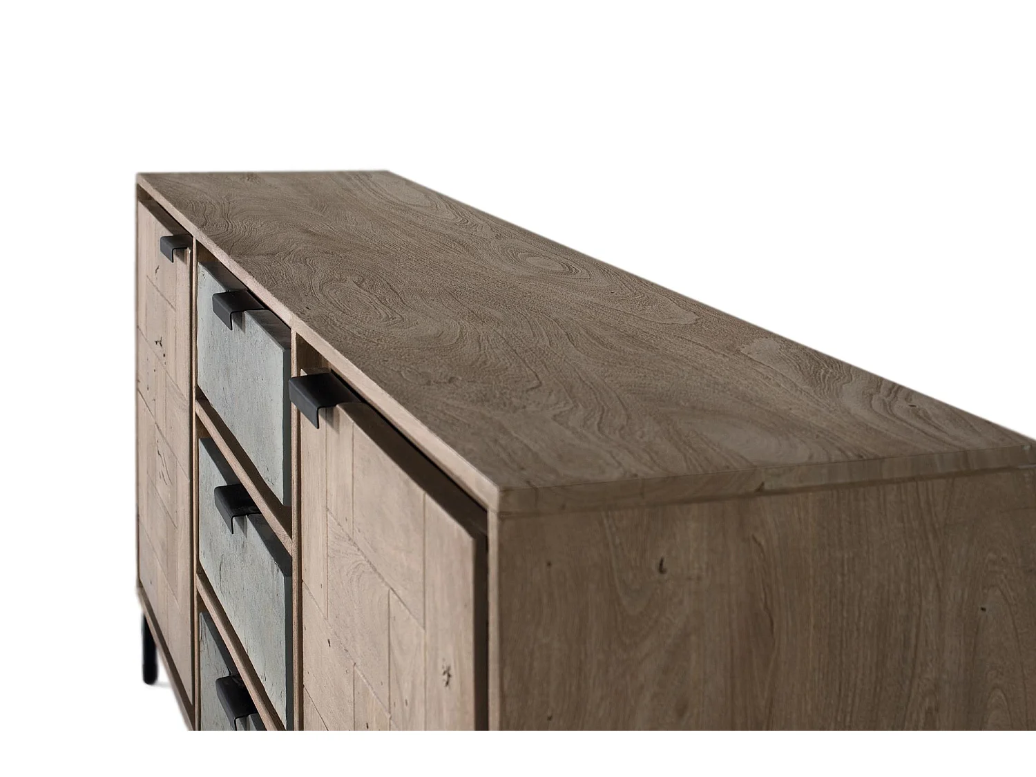 Buffet fait à la main en bois d'acacia et métal 160cm