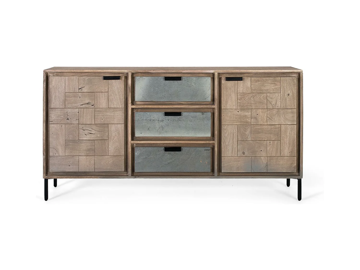 Buffet fait à la main en bois d'acacia et métal 160cm