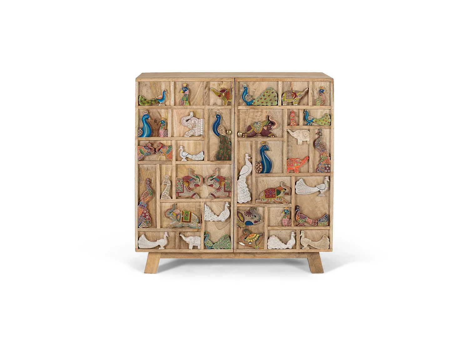 Commode en bois de manguier 80 cm, style rustique vintage - 81 x 80 x 36
