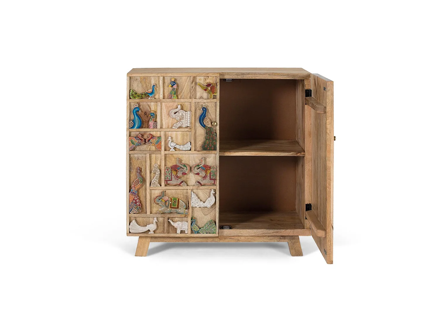 Commode en bois de manguier 80 cm, style rustique vintage - 81 x 80 x 36