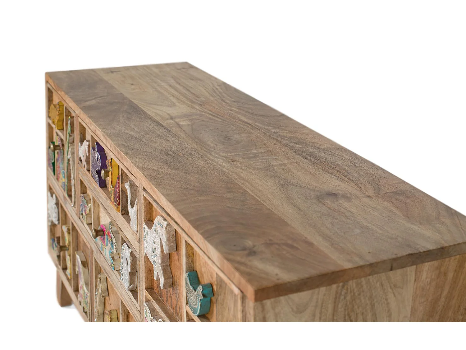 Kommode mit 5 Schubladen handgeschnitzt aus Mangoholz