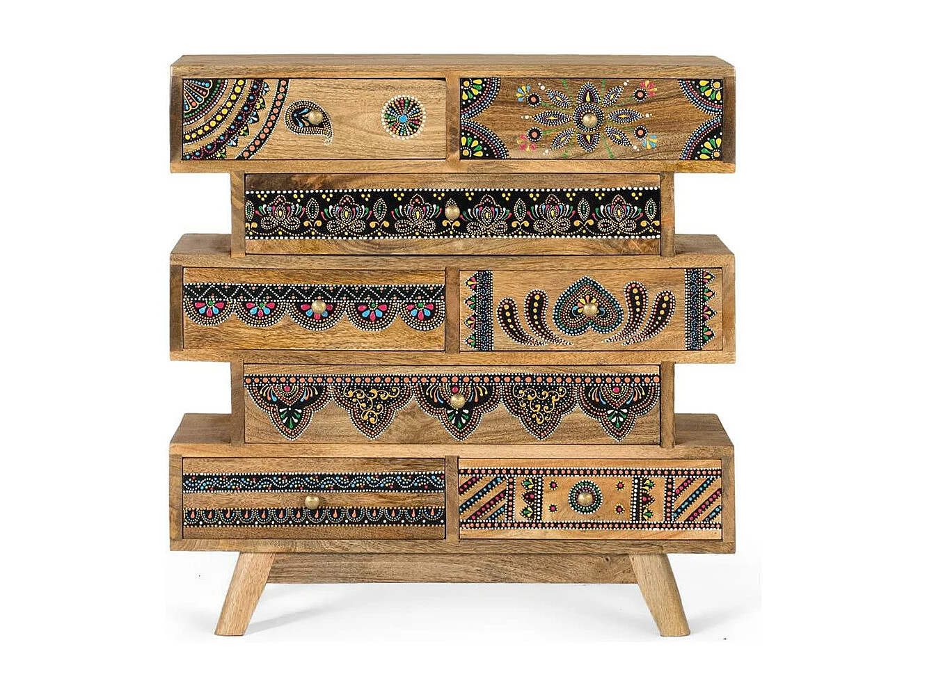 Cassettiera realizzata a mano in legno di mango