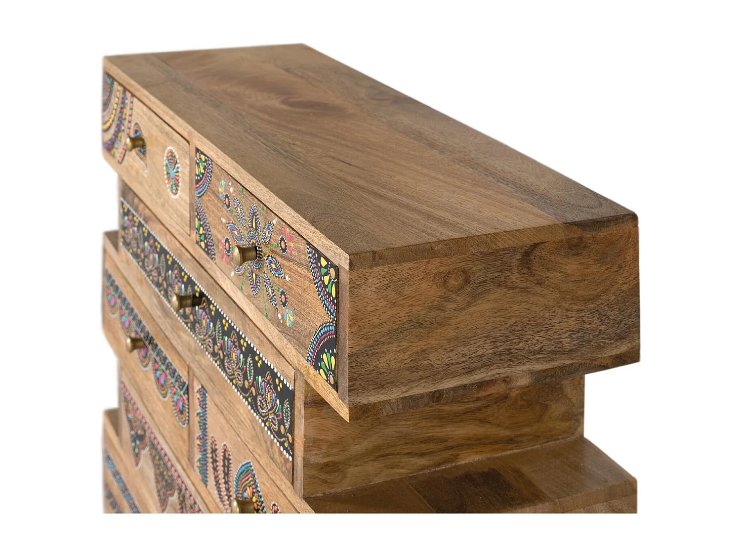 Cassettiera realizzata a mano in legno di mango