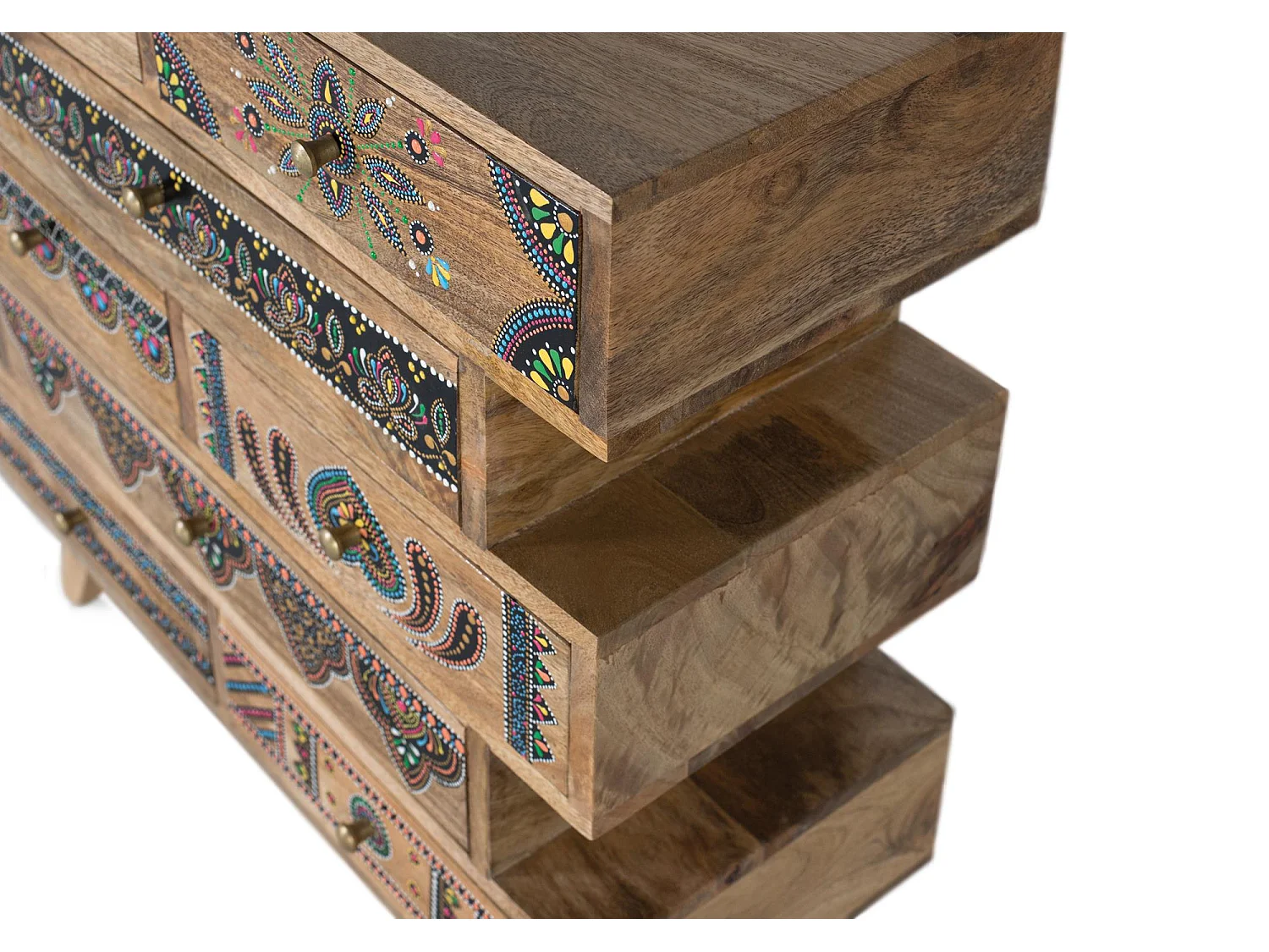 Cassettiera realizzata a mano in legno di mango