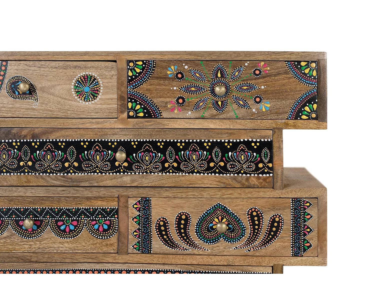 Cassettiera realizzata a mano in legno di mango