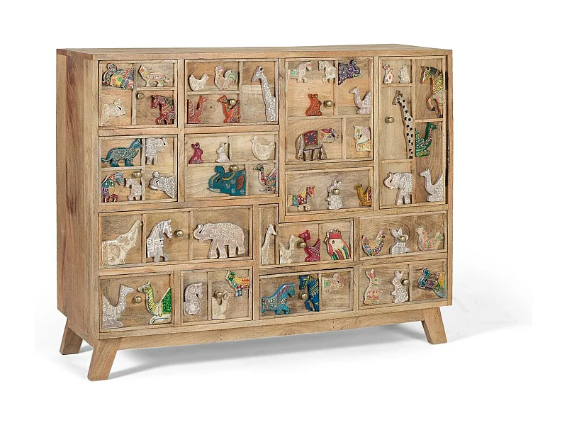 Cómoda em madeira de manga natural com detalhes originais