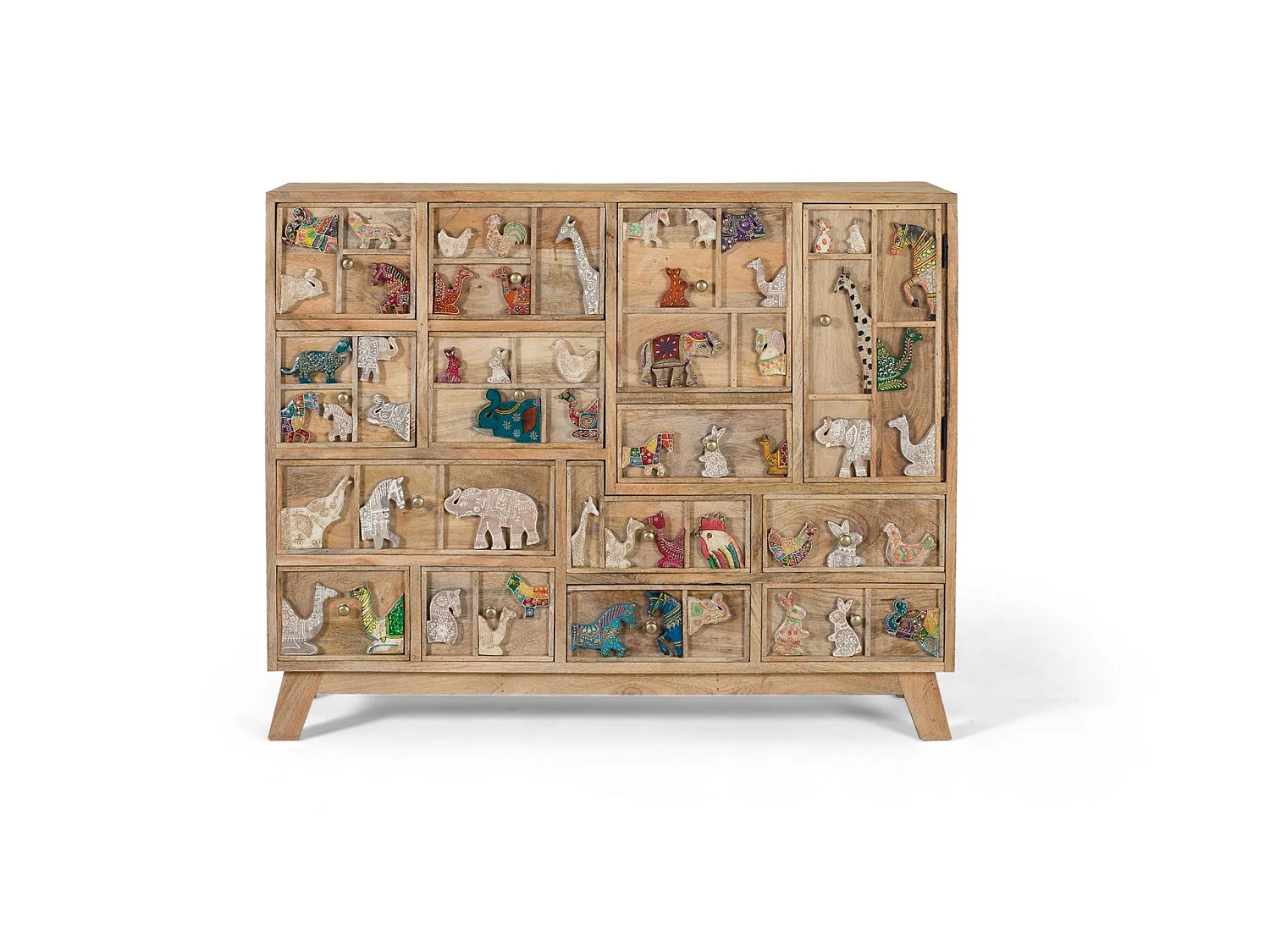 Commode en bois de manguier 112 cm, style rustique vintage - 90 x 112 x 36