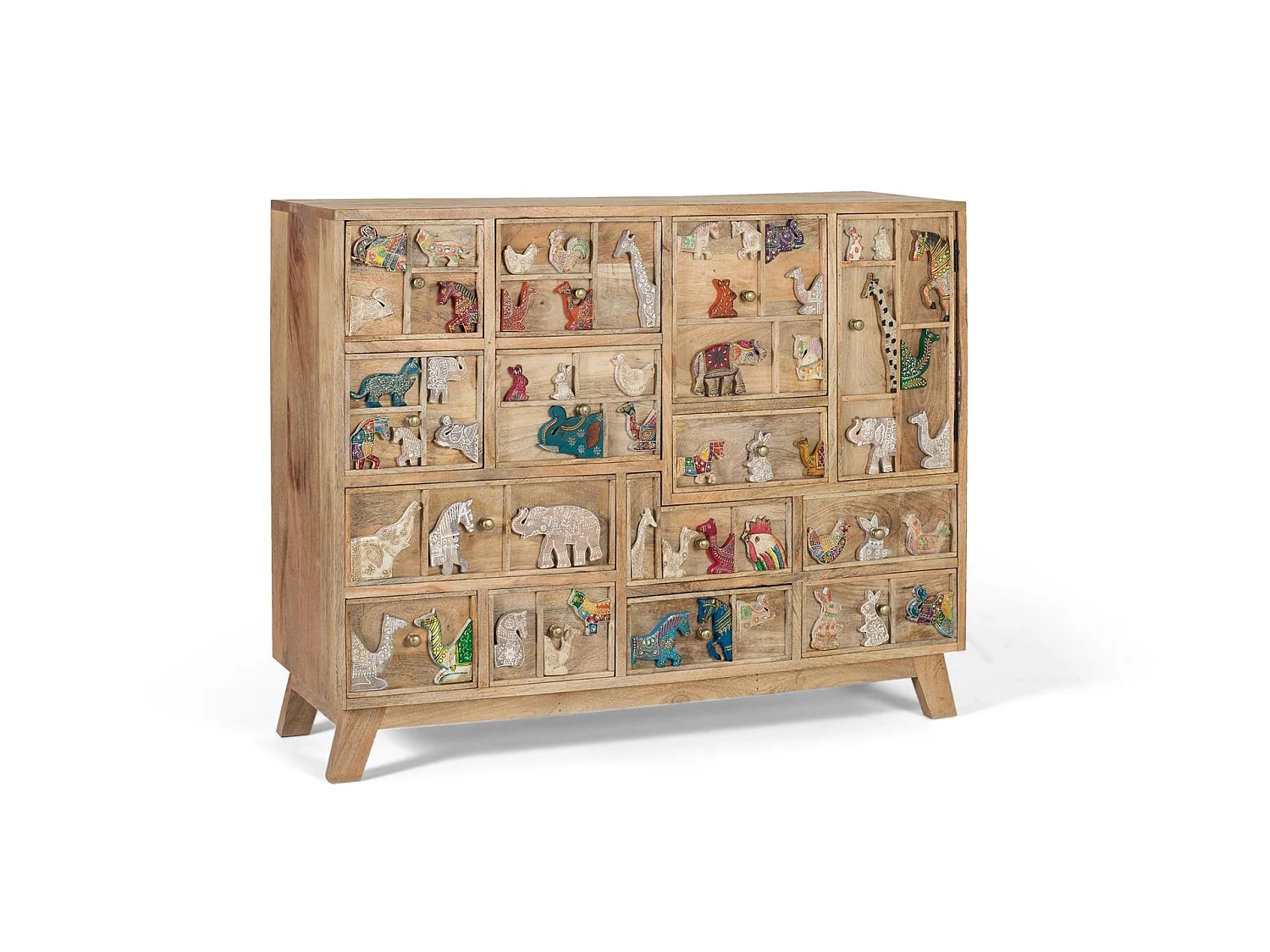 Commode en bois de manguier 112 cm, style rustique vintage - 90 x 112 x 36
