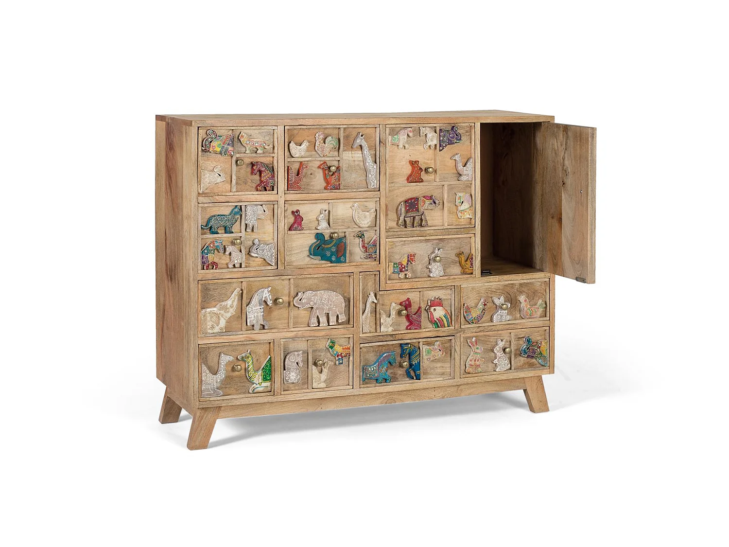 Commode en bois de manguier 112 cm, style rustique vintage - 90 x 112 x 36