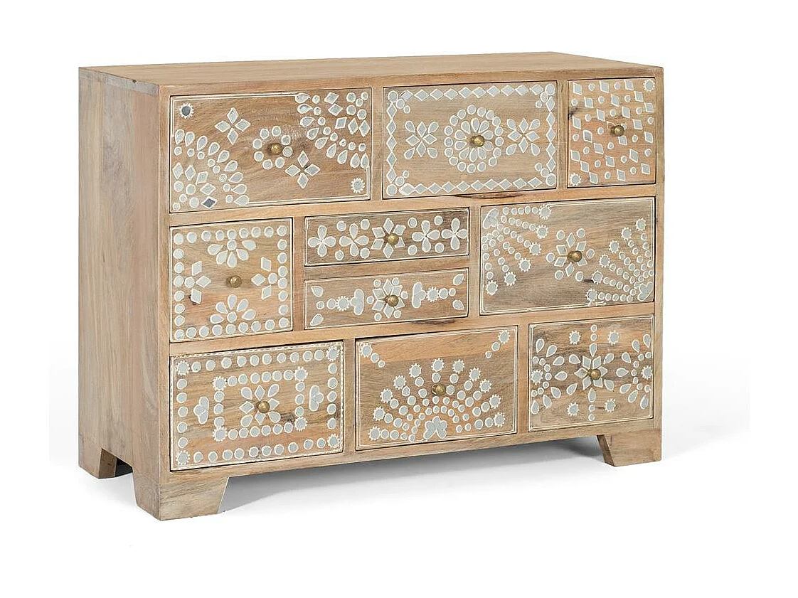 Kommode mit zehn Schubladen aus Mangoholz