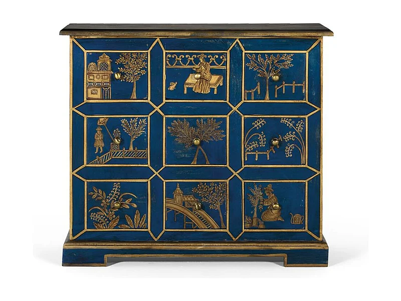 Commode 9 tiroirs fabriquée à la main en bois de manguier et MDF