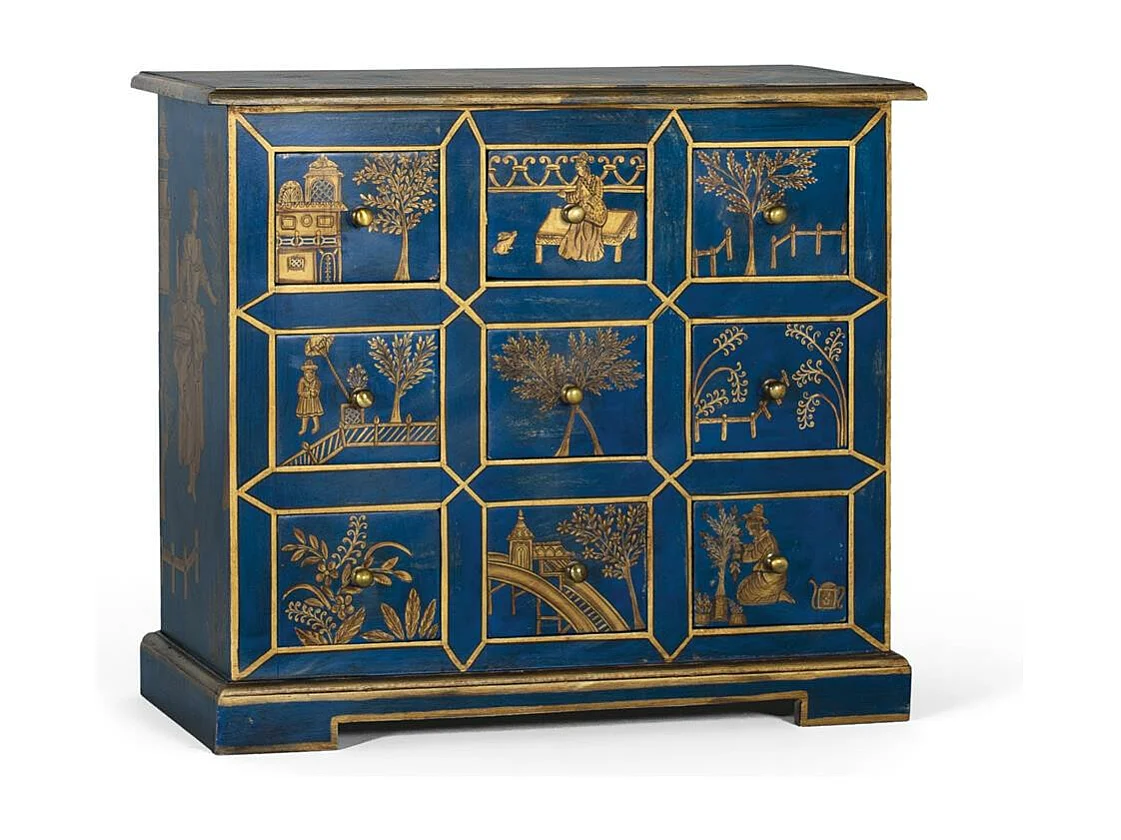 Commode 9 tiroirs fabriquée à la main en bois de manguier et MDF