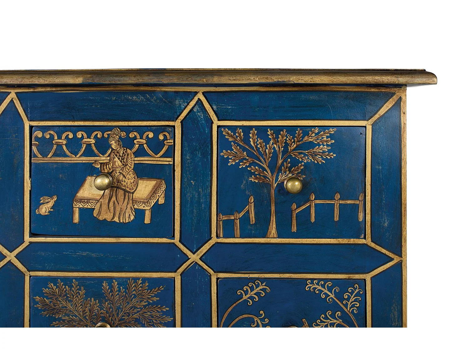 Commode 9 tiroirs fabriquée à la main en bois de manguier et MDF