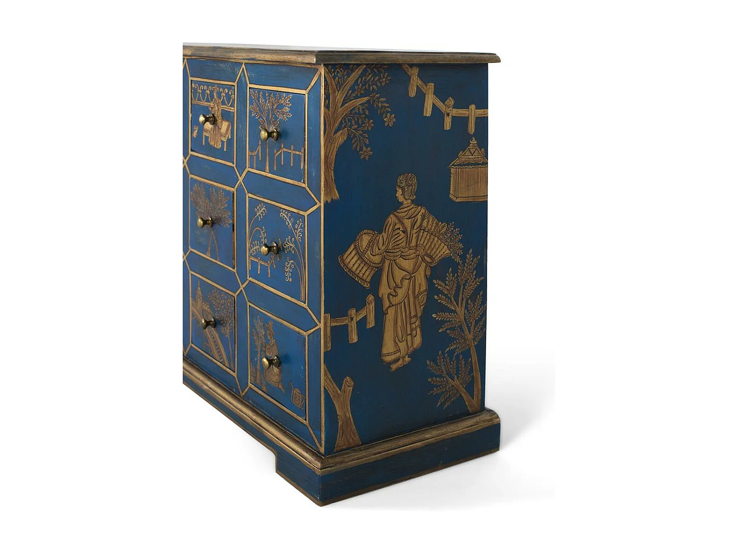 Commode 9 tiroirs fabriquée à la main en bois de manguier et MDF