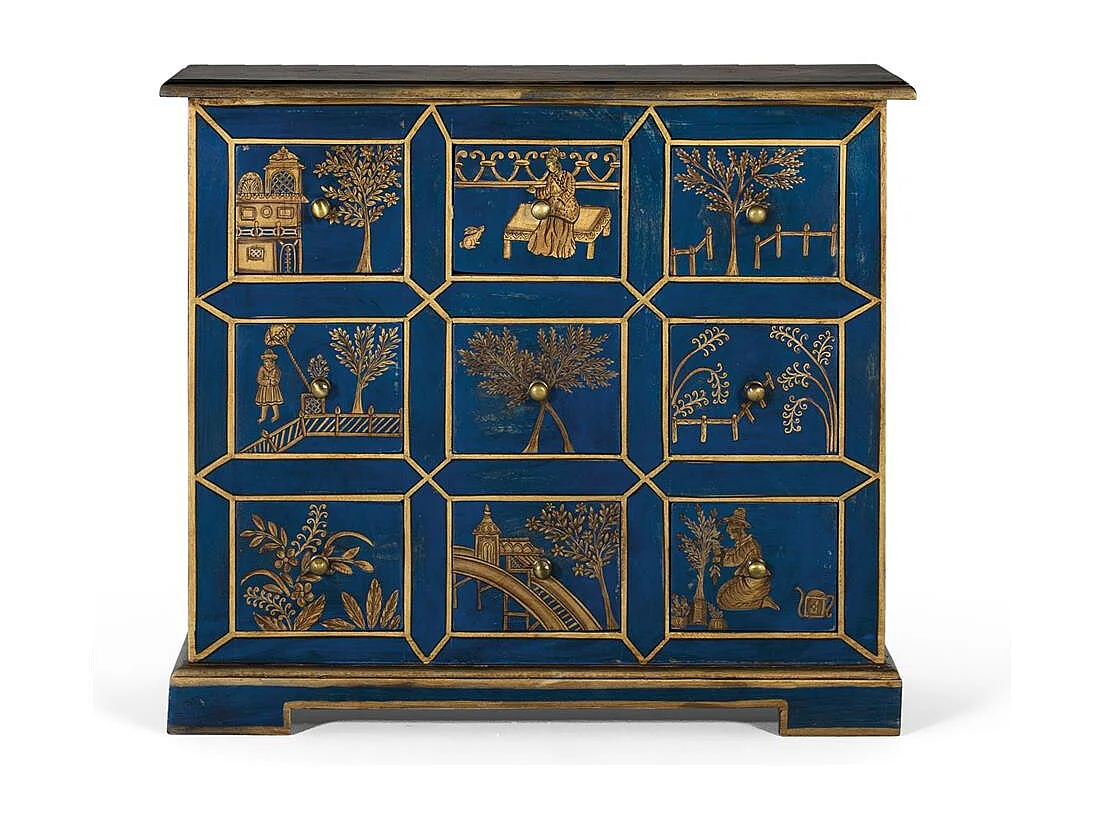 Commode 9 tiroirs fabriquée à la main en bois de manguier et MDF